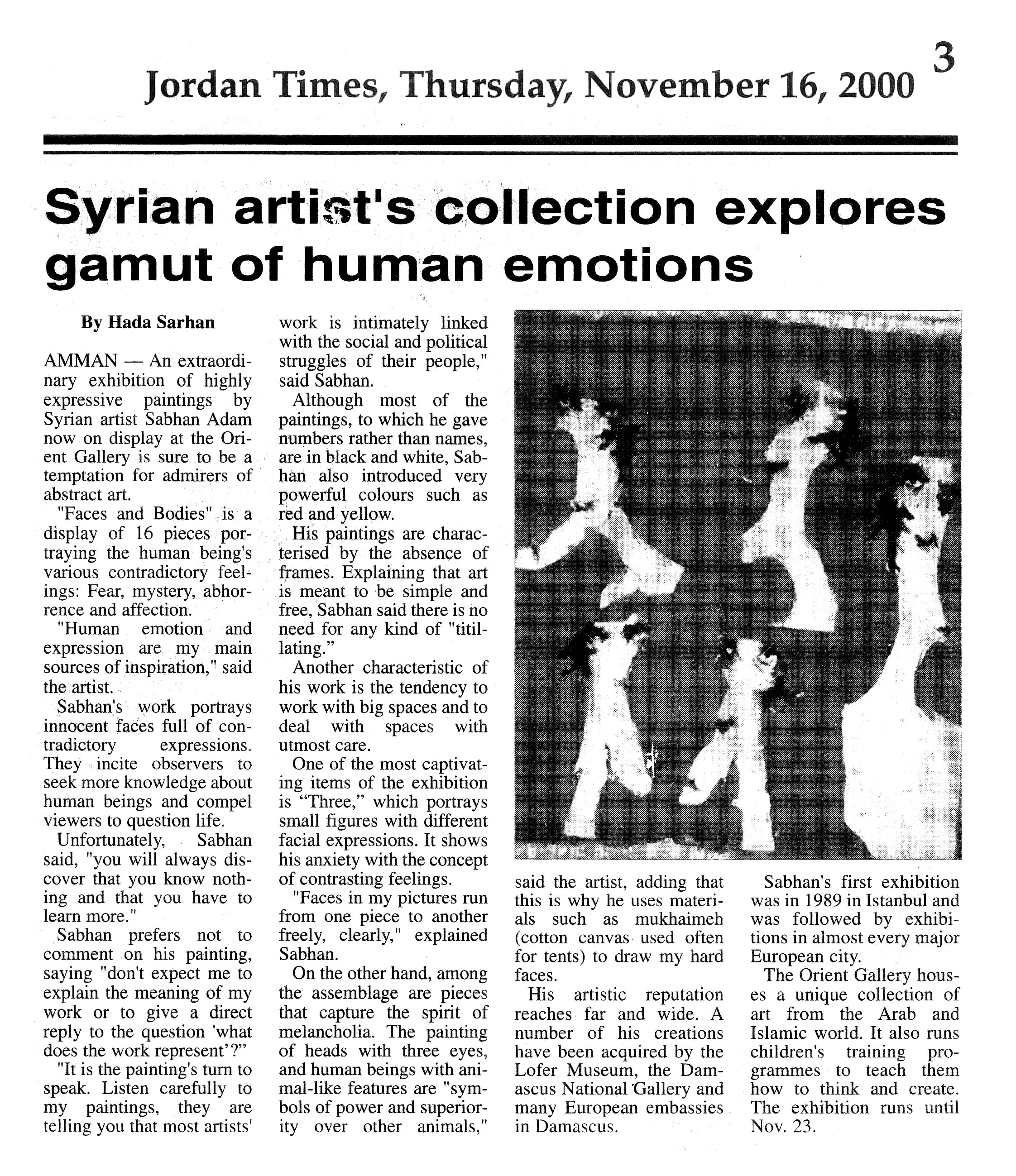 Syrian artist's collection explores gamut of human emotions
