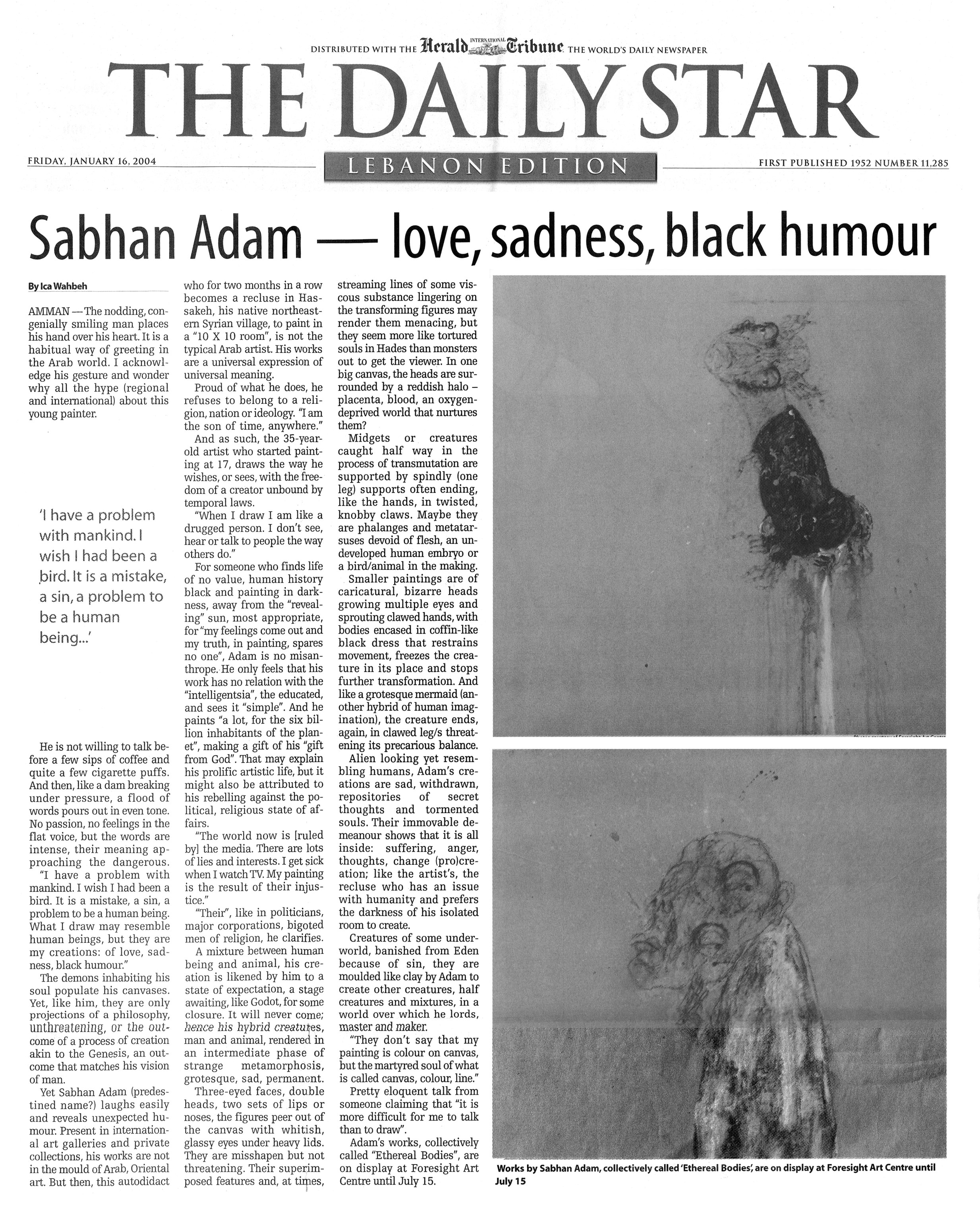 Sabhan Adam — love, sadness, black humour